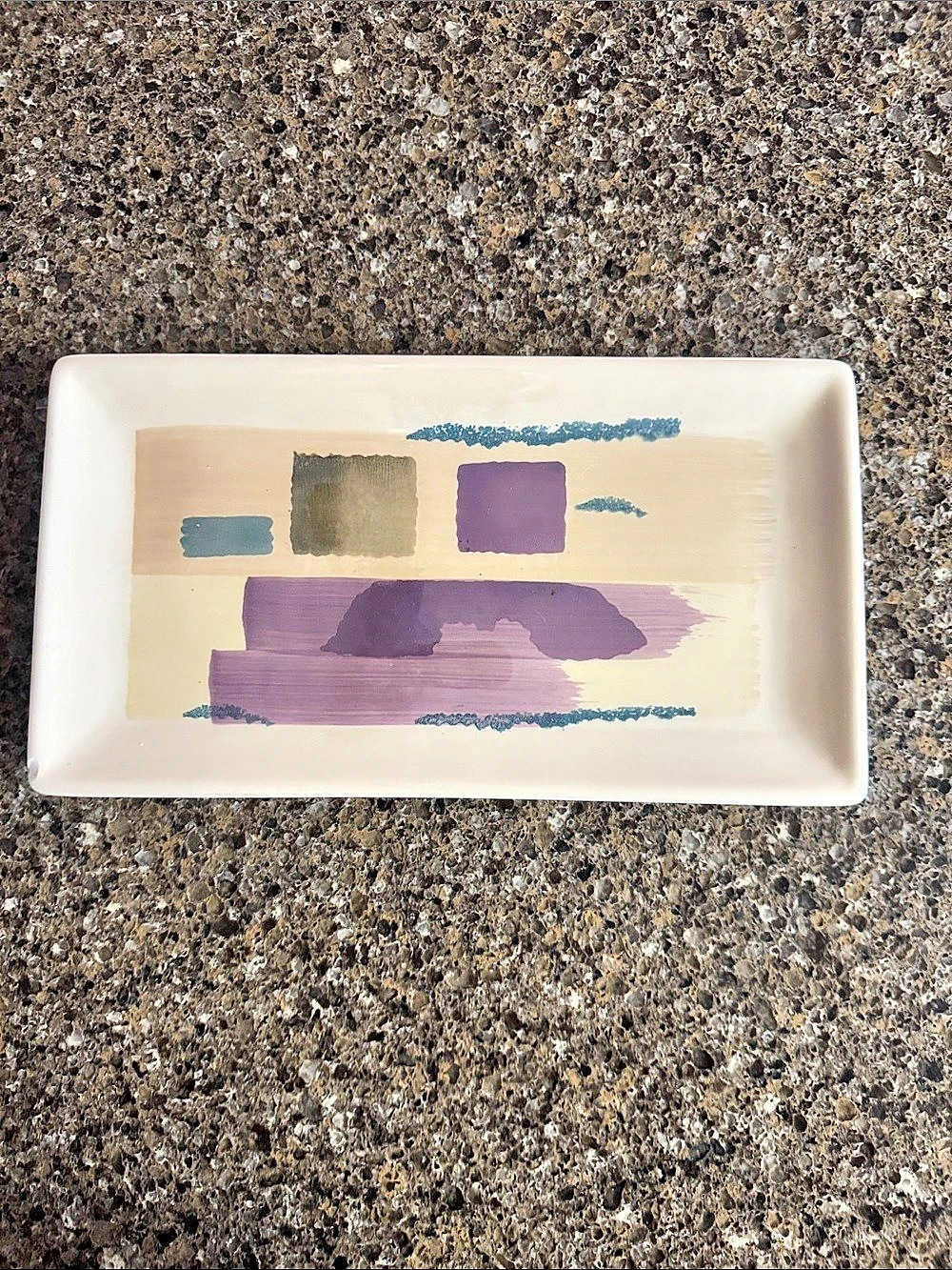 Abstract Ceramic Serving Tray White & Purple
